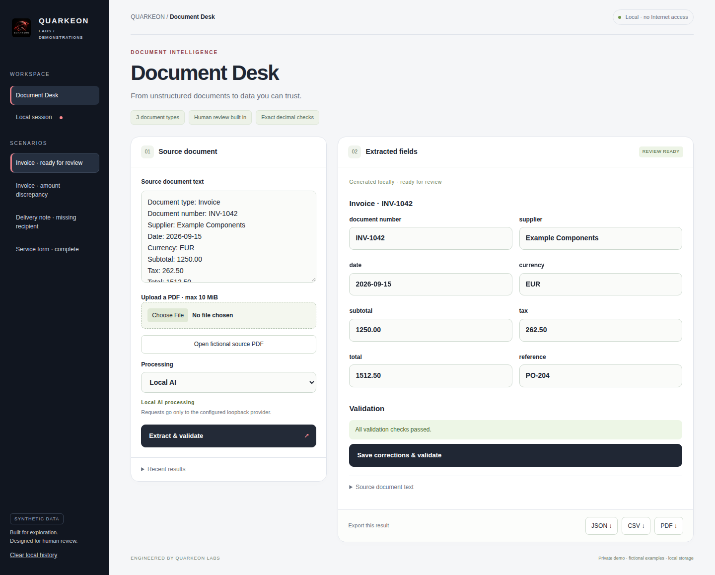 Interfaz de Document Desk