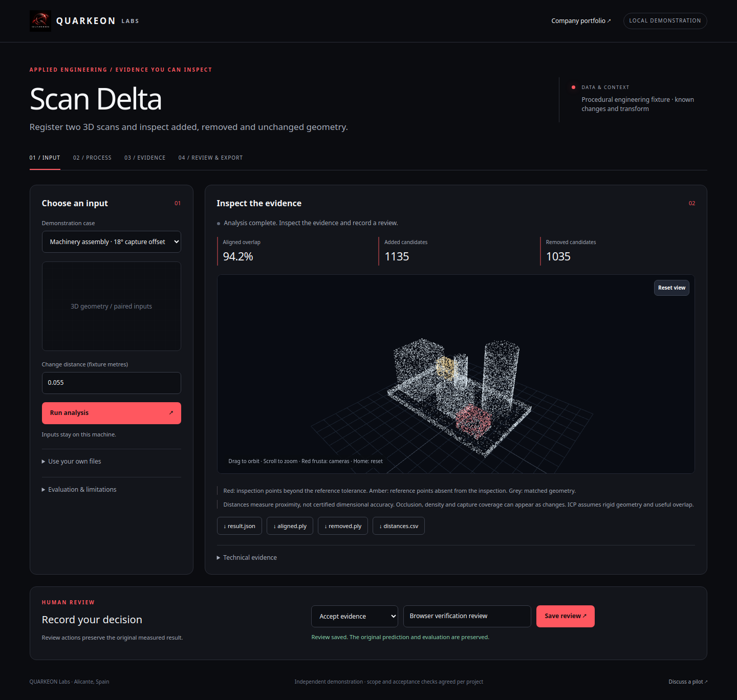 Interfaz de revisión de Scan Delta